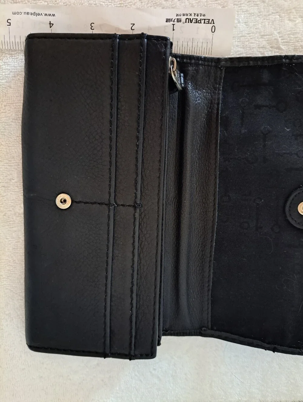 Fossil Black Leather Wallet with Metal Logo Plate